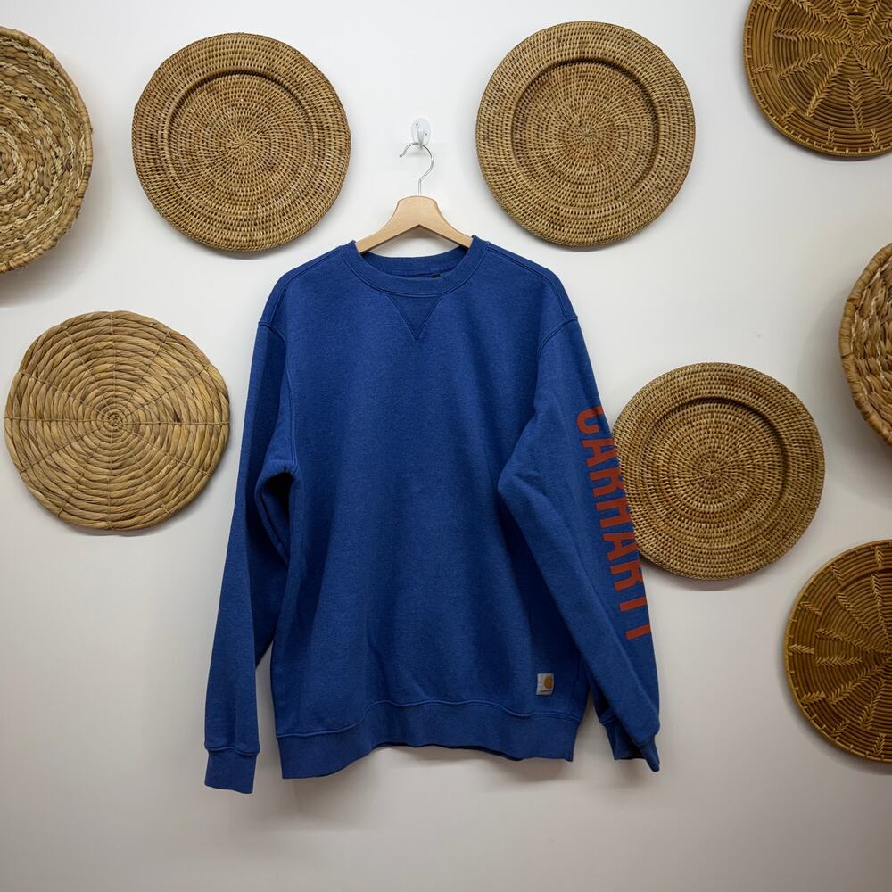Carhartt Blue Loose Fit V-Neck Sweatshirt Mens Large
